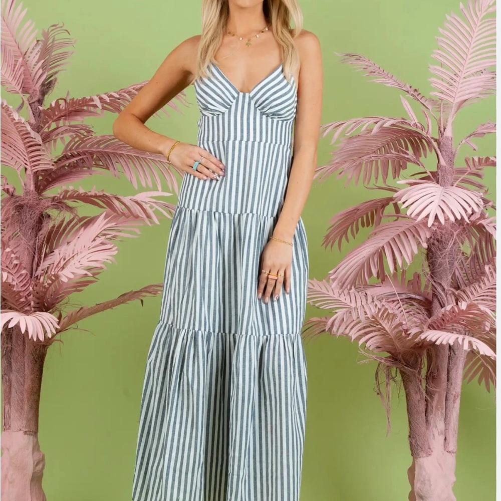 New with tags! LUCCA navy striped maxi dress size small